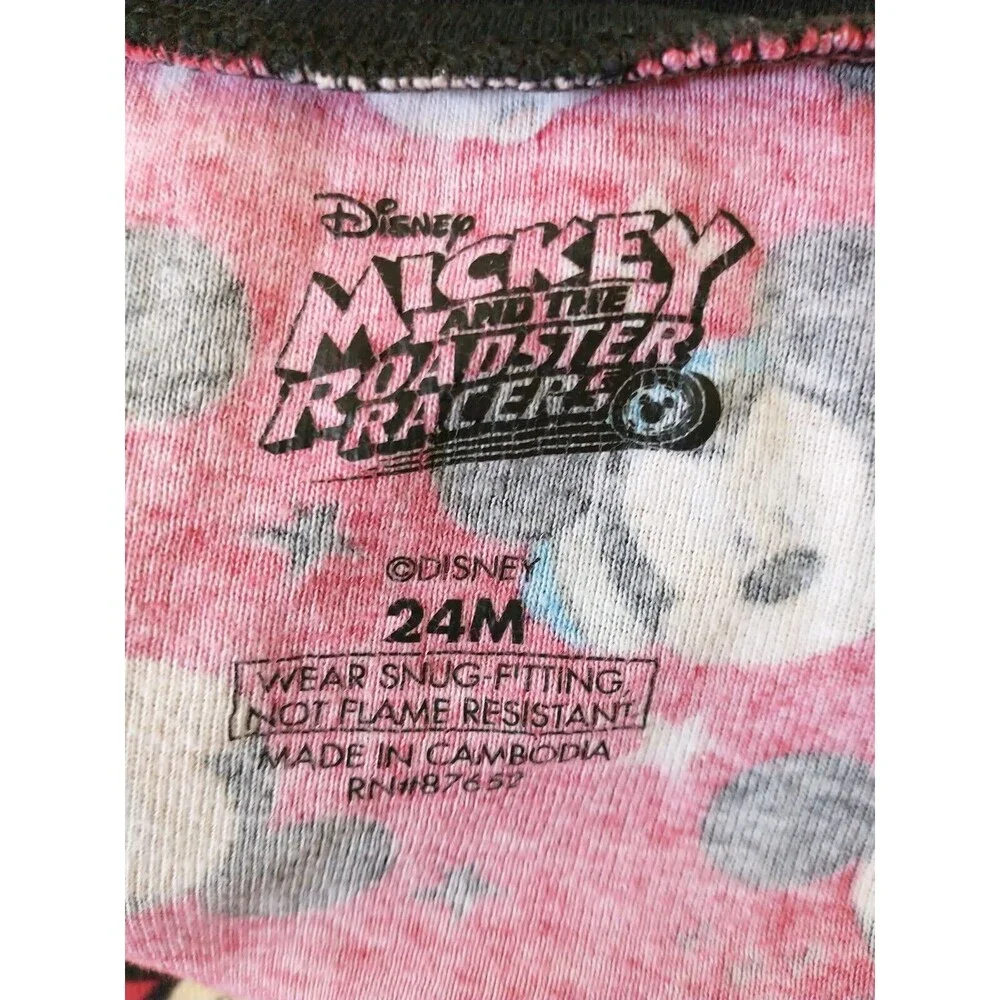 Disney Mickey Mouse Pajama Set Boy Toddler 24M Red Cotton All Over Print